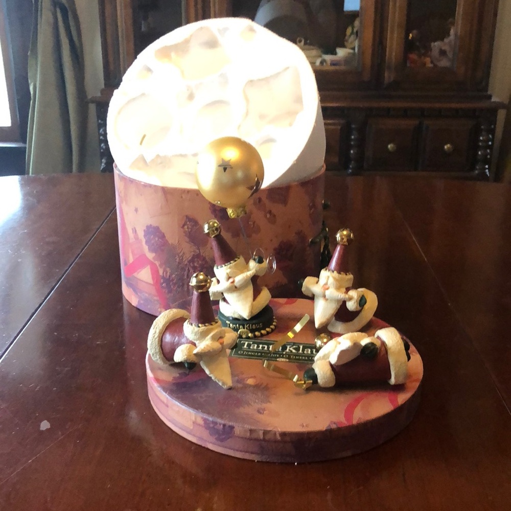 Vintage Tanta Klaus O Jingle OJoy O Tinsel O Boy hat box&figurines/glass balloon